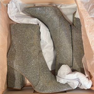 Loeffler Randall Isla Glitter Ankle Boot, Pewter, Size 8